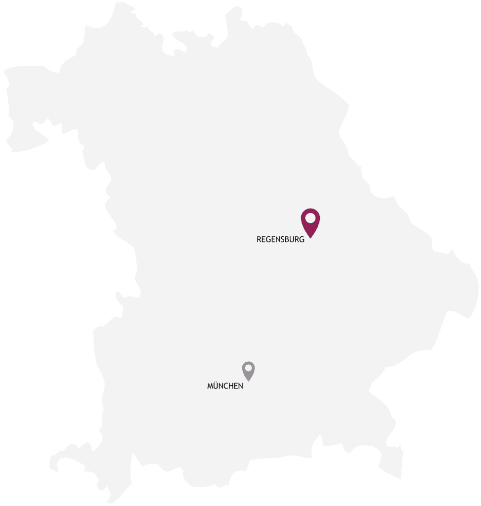 Grafik Bayernkarte mit Standort Regensburg